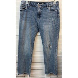 Kut From The Kloth Womens Distressed Straight-Leg Jeans Size 10 Medium Wash Deni